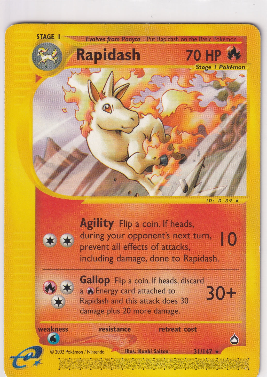 Rapidash - Aquapolis - Light Play -  Pokemon Card